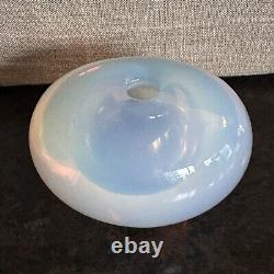 Sugahara Japan Art Glass Ovate Bud Vase Opalescent Blue 2.75H X 4.5L