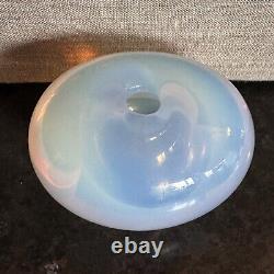 Sugahara Japan Art Glass Ovate Bud Vase Opalescent Blue 2.75H X 4.5L