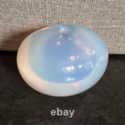 Sugahara Japan Art Glass Ovate Bud Vase Opalescent Blue 2.75H X 4.5L