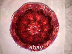 Super Cranberry Opaline Footed Art Glass Vase-Copper Fleck-Murano Contemporary