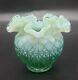 Super Rare Fenton Green Opalescent Cut & Block Vase