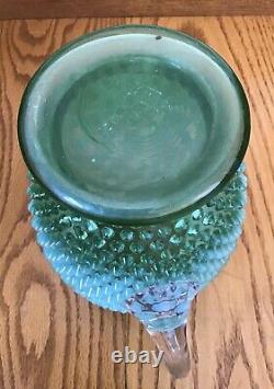 Super Rare Vintage Fenton Art Glass Green Opalescent Hobnail Tankard Pitcher