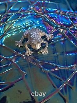 Superb John Ditchfield Iridescent Glass Lilypad & Silver Frog Paperweight Mint