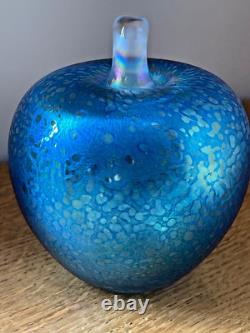 Superb John Ditchfield Large Apple Opalescent Blue Glass Paperweight