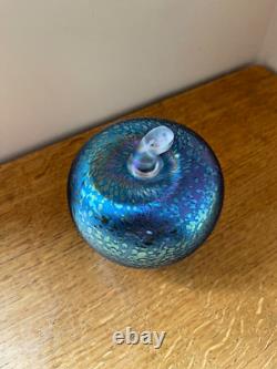 Superb John Ditchfield Large Apple Opalescent Blue Glass Paperweight