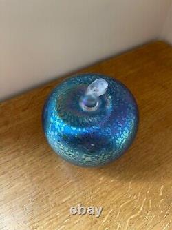 Superb John Ditchfield Large Apple Opalescent Blue Glass Paperweight