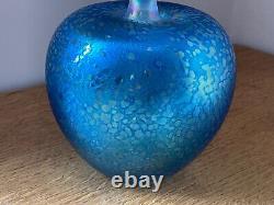 Superb John Ditchfield Large Apple Opalescent Blue Glass Paperweight