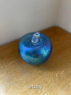 Superb John Ditchfield Large Apple Opalescent Blue Glass Paperweight