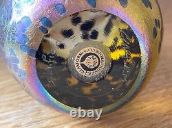 Superb John Ditchfield Modernist Owl Opalescent Blue & Yellow Glass Paperweight