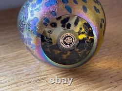 Superb John Ditchfield Modernist Owl Opalescent Blue & Yellow Glass Paperweight