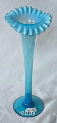 Tall English Blue Opaline Glass Vase, Circa Late 19th Century