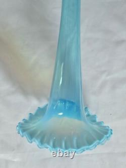Tall English Blue Opaline Glass Vase, Circa Late 19th Century