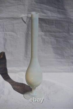 Tall Vintage Italian White Opaline Bud Vase Opalescent White Base 31cm 12.2in