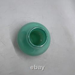 Turquiose Vase Hand Blown Studio Art Glass Opalescent 2.75wx2.25