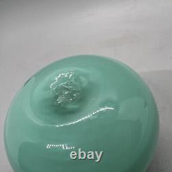 Turquiose Vase Hand Blown Studio Art Glass Opalescent 2.75wx2.25