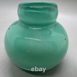Turquiose Vase Hand Blown Studio Art Glass Opalescent 2.75wx2.25