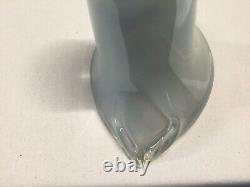 Unique Opalescent Cased Clear/White Hand Blown Art Glass Whale Tail Flower Vase
