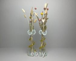 Unique Pair of Victorian Opalescent vases with ruffled rim vases