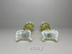 Unique Pair of Victorian Opalescent vases with ruffled rim vases