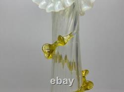 Unique Pair of Victorian Opalescent vases with ruffled rim vases