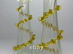 Unique Pair of Victorian Opalescent vases with ruffled rim vases