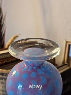 Unique Vintage Opaque Pedestal Footed Art Glass Scent Bottle & Faceted Stopper