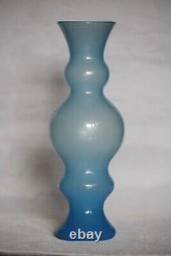 Unusual Vintage Blue Opaline Vase 70s 18cm 7in opalescent possibly Scandinavian