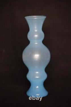 Unusual Vintage Blue Opaline Vase 70s 18cm 7in opalescent possibly Scandinavian