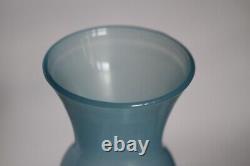 Unusual Vintage Blue Opaline Vase 70s 18cm 7in opalescent possibly Scandinavian