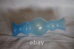 Unusual Vintage Blue Opaline Vase 70s 18cm 7in opalescent possibly Scandinavian