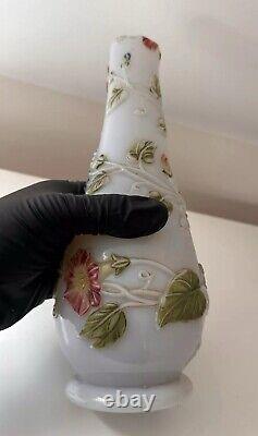 Unusual & very rare Baccarat Opaline Glass Floral Vase/bottle c1900