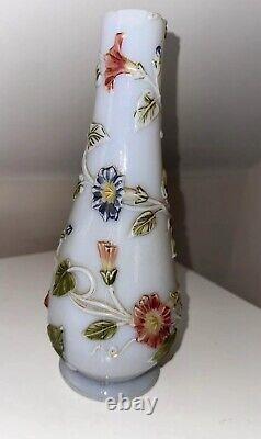 Unusual & very rare Baccarat Opaline Glass Floral Vase/bottle c1900