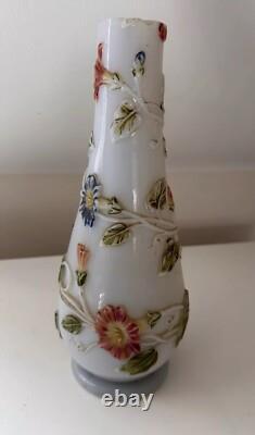 Unusual & very rare Baccarat Opaline Glass Floral Vase/bottle c1900