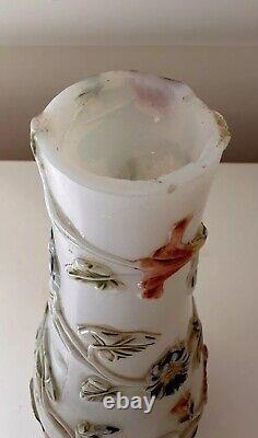 Unusual & very rare Baccarat Opaline Glass Floral Vase/bottle c1900