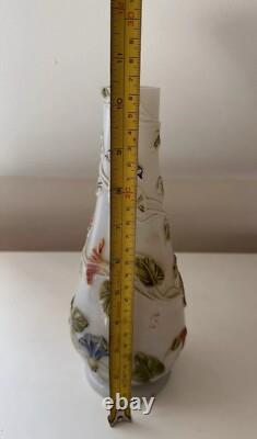 Unusual & very rare Baccarat Opaline Glass Floral Vase/bottle c1900