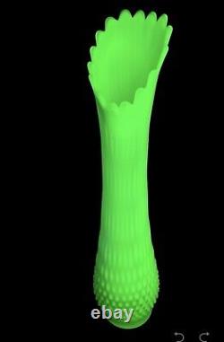 Uranium Glass Vaseline Glass Fenton Topaz Opalescent Vase 17.5