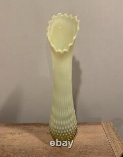 Uranium Glass Vaseline Glass Fenton Topaz Opalescent Vase 17.5