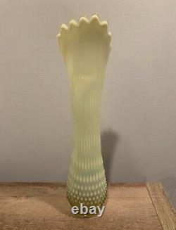 Uranium Glass Vaseline Glass Fenton Topaz Opalescent Vase 17.5