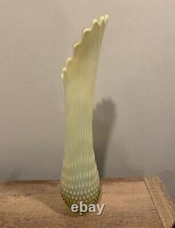 Uranium Glass Vaseline Glass Fenton Topaz Opalescent Vase 17.5