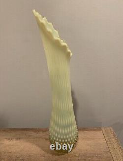 Uranium Glass Vaseline Glass Fenton Topaz Opalescent Vase 17.5