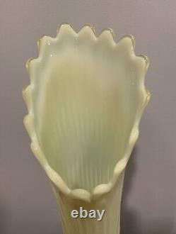 Uranium Glass Vaseline Glass Fenton Topaz Opalescent Vase 17.5