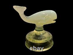 Uranium Vaseline Opalescent FENTON Whale on Font RARE