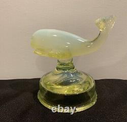 Uranium Vaseline Opalescent FENTON Whale on Font RARE