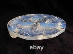 VERLYS, FRENCH ART DECO OPALESCENT GLASS BOTTLE COASTER, FISH, SIGNED, 1930s YEARS