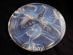 VERLYS, FRENCH ART DECO OPALESCENT GLASS BOTTLE COASTER, FISH, SIGNED, 1930s YEARS