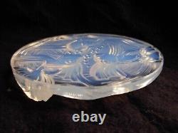 VERLYS, FRENCH ART DECO OPALESCENT GLASS BOTTLE COASTER, FISH, SIGNED, 1930s YEARS
