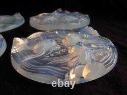 VERLYS, FRENCH ART DECO OPALESCENT GLASS BOTTLE COASTER, FISH, SIGNED, 1930s YEARS
