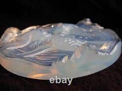 VERLYS, FRENCH ART DECO OPALESCENT GLASS BOTTLE COASTER, FISH, SIGNED, 1930s YEARS