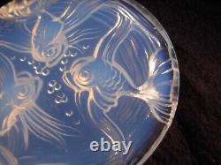 VERLYS, FRENCH ART DECO OPALESCENT GLASS BOTTLE COASTER, FISH, SIGNED, 1930s YEARS