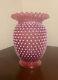 Vhtf Fenton Cranberry Opalescent Hobnail 7.5 Cupped Vase Pie Crust Rim Unmarked
